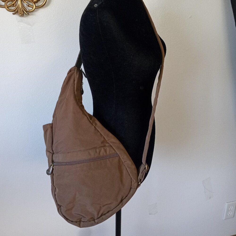 AmeriBag 16" Crossbody Sling Carry All Healthy Back Bag Dark Brown Nylon